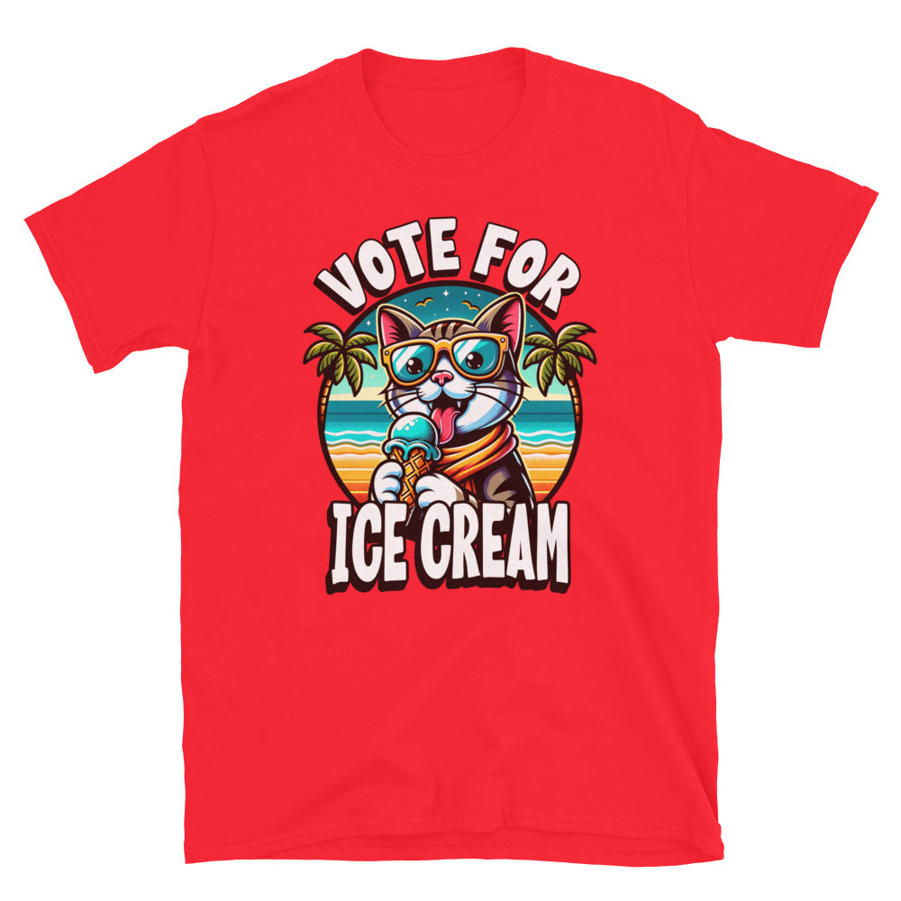 Vote For Ice Cream Cat TShirt - Red Color - https://ascensionemporium.net